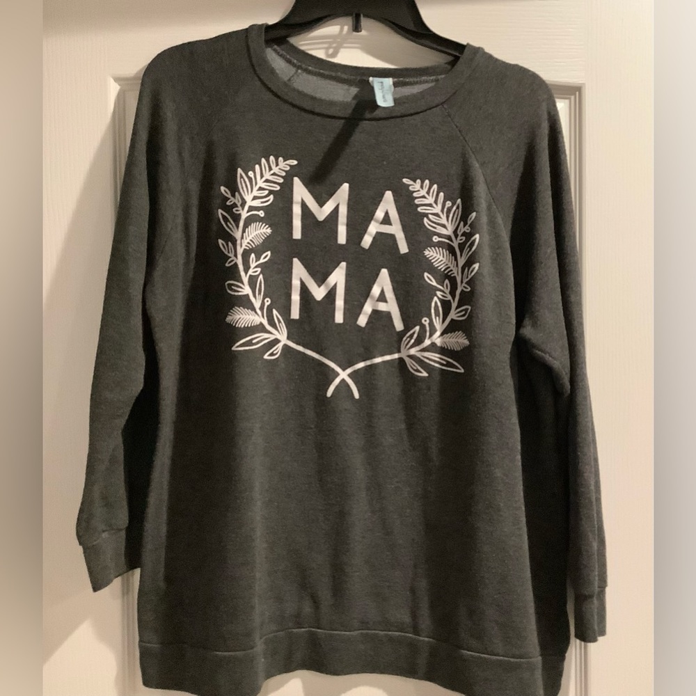 Ladies size XL soft and comfy dark gray MaMa shirt.